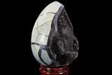Septarian Dragon Egg Geode - Black Crystals #88335-2